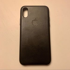Black Leather Apple brand iPhone XS case